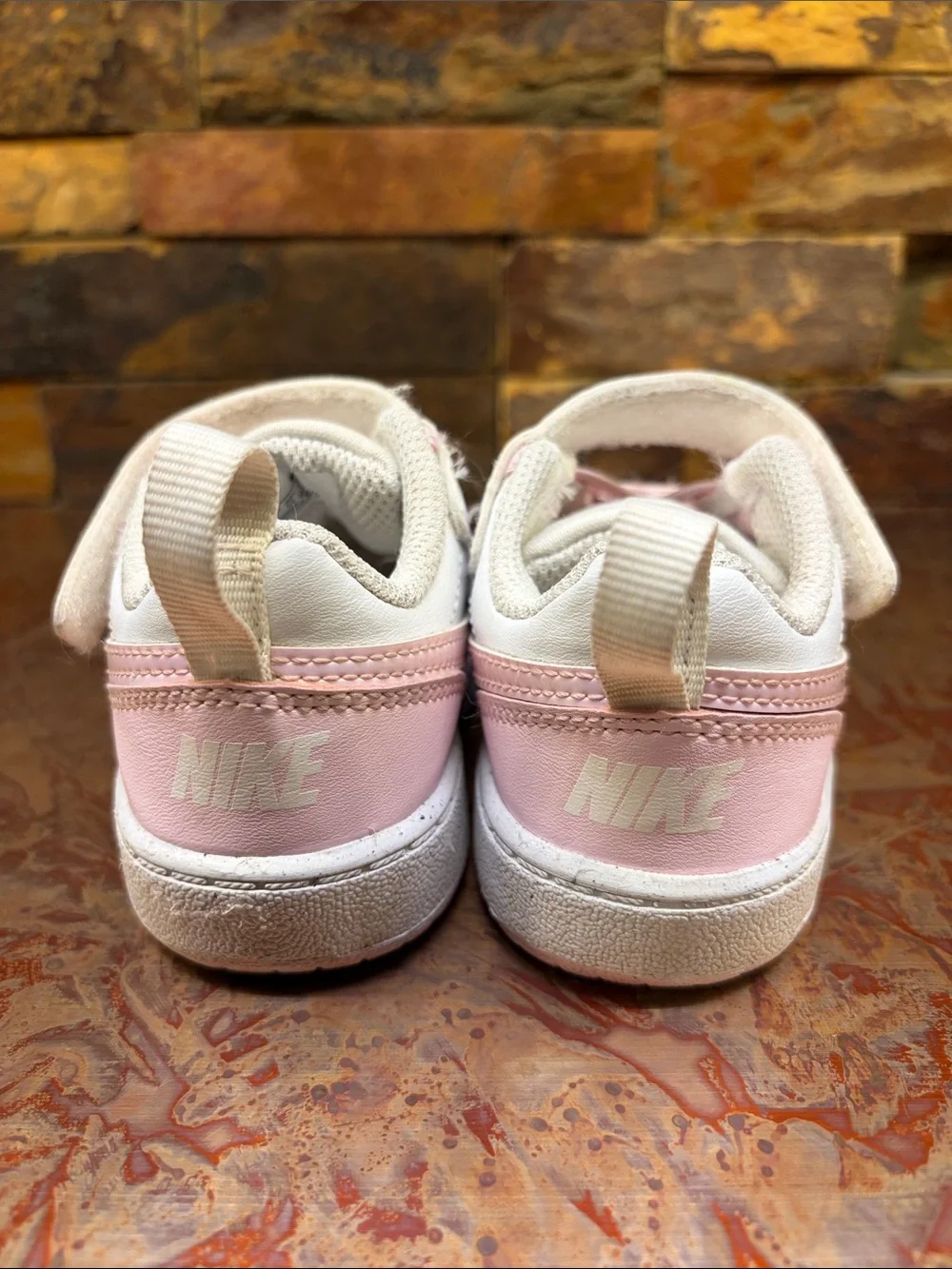 Nike Girls' Pink & White Velcro, Sneakers, Twin Girls